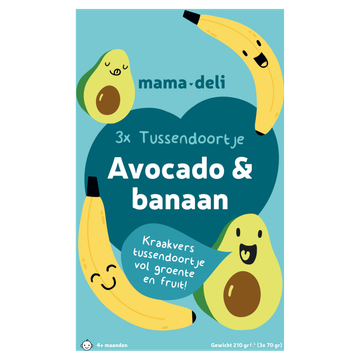 Mama Deli Tussendoortje avocado & banaan 4+ maanden 3 x 70 g