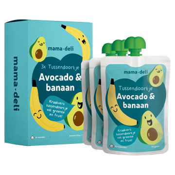 Mama Deli Tussendoortje avocado & banaan 4+ maanden 3 x 70 g