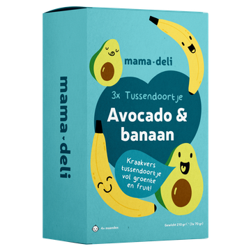 Mama Deli Tussendoortje avocado & banaan 4+ maanden 3 x 70 g