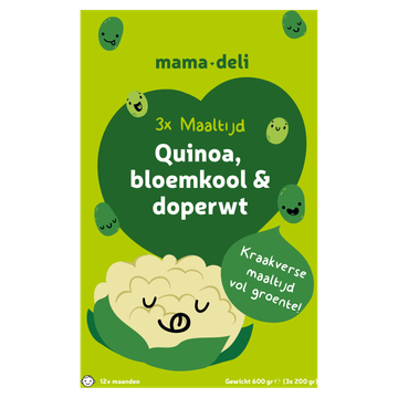 Mama Deli Maaltijd quinoa, bloemkool & doperwt 12+ maanden 3 x 200 g