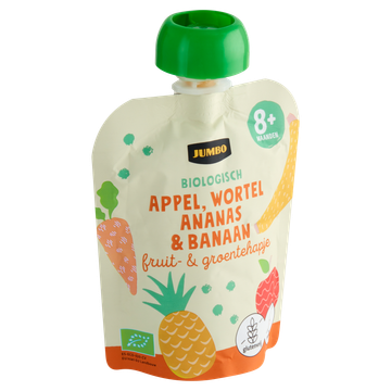 Jumbo Biologisch Fruit- & Groentehapje 8+ Maanden - Appel, Wortel, Ananas & Banaan 90 g