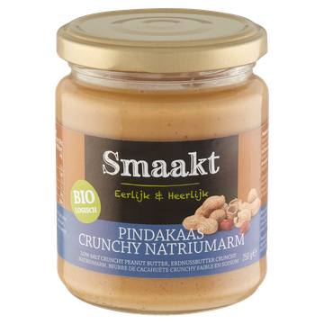 Smaakt Biologisch Pindakaas Crunchy Natriumarm 250 g