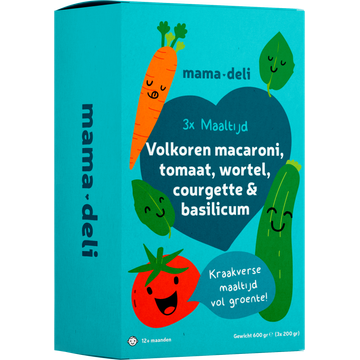 Mama Deli Maaltijd volkoren macaroni 12+ maanden 3 x 200 g