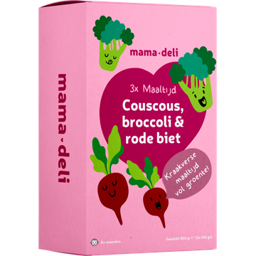 Mama Deli Maaltijd couscous, broccoli & rode biet 8+ maanden 3 x 150 g
