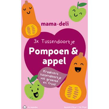 Mama Deli Tussendoortje pompoen & appel 4+ maanden 3 x 70 g