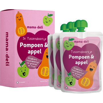 Mama Deli Tussendoortje pompoen & appel 4+ maanden 3 x 70 g