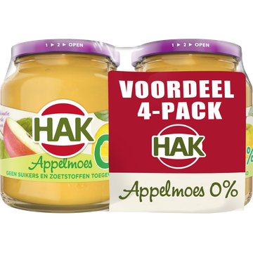 HAK Appelmoes 0% suiker 4-Pack