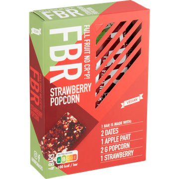 FBR Fruitreep Aardbei-Popcorn 4 x 30 g