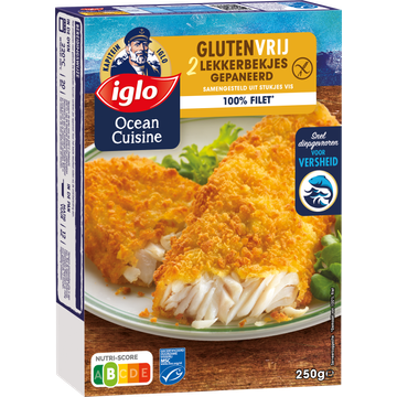 Iglo Oven Glutenvrije lekkerbekjes gepaneerd 2 stuks 250 g
