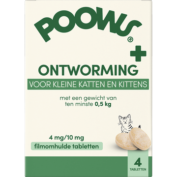 PoOws Ontworming voor Kleine Katten en Kittens > 0,5kg, 4 Tabletten