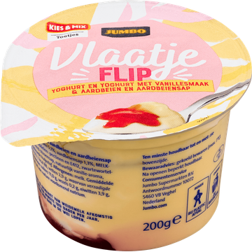 Jumbo Vlaatje Flip met Vanillesmaak & Aardbeien 200 g