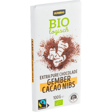 Jumbo Chocolade Extra Puur met Gember-Cacao Nibs Biologisch 100 g