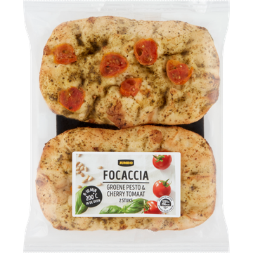 Jumbo Focaccia Groene Pesto & Cherry Tomaat 240 g