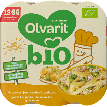 Olvarit Bio Doperwtjes Venkel Quinoa 12+ Maanden 230 g