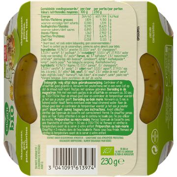 Olvarit Bio Champignons Prei Pasta Kalfsvlees 12+ Maanden 230 g