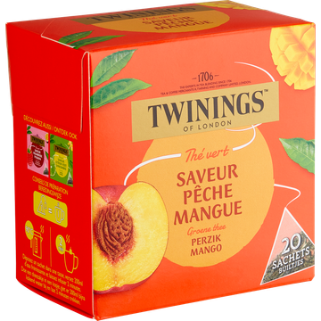 Twinings of London Groene Thee Perzik Mango 20 Stuks