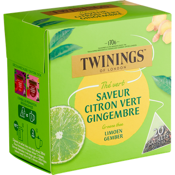 Twinings of London Groene Thee Limoen Gember 20 Stuks
