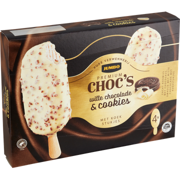 Jumbo Premium Choc's Witte Chocolade & Cookies 4 Stuks