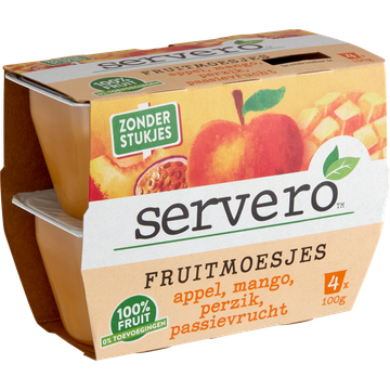 Servero Fruitmoesjes Appel, Mango, Perzik, Passievrucht 4 x 100 g