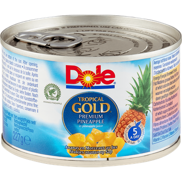 Dole Tropical Gold Ananasstukjes in ananas sap 227g