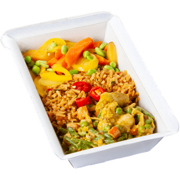 Jumbo's Kip Kerrie met Broccolirijst en Groentemix 450 g