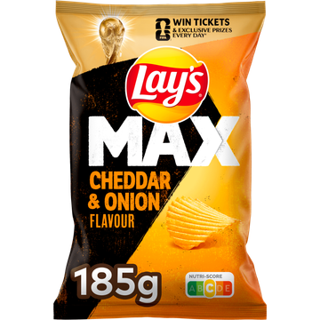Lay's Max Ribbel Chips Cheddar Kaas & Ui 185 g