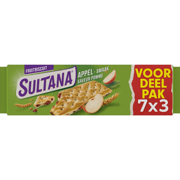 Sultana tussendoor koek Appel voordeelpak 7 x 3 stuks (306 g)