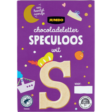 Jumbo Chocoladeletter Speculoos Wit S 75 g