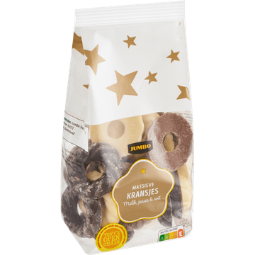Jumbo Massieve Kransjes Melk, Puur & Wit 150 g