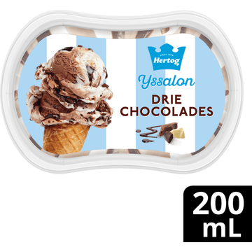 Hertog IJssalon Mini IJs Drie Chocolades 200 ml