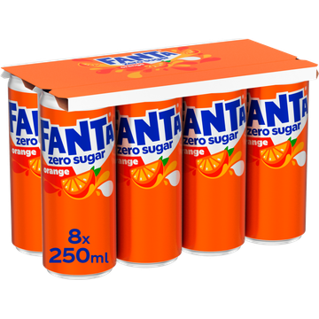 Fanta Zero Sugar Orange 8 x 250 ml