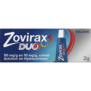 Zovirax Duo crème bij koortslip (50mg per gram + 10mg per gram), 2 gram 