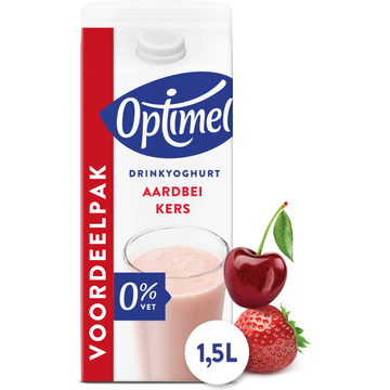 Optimel Drinkyoghurt Aardbei Kers 0% Vet 1.5L