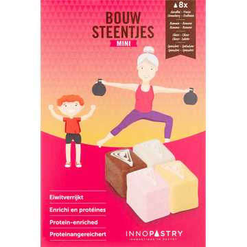 Innopastry Mini Bouw Steentjes Aardbei Banaan Choco Speculoos 8 x 30 g