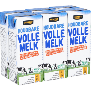 Jumbo Houdbare Volle Melk 6 x 200 ml