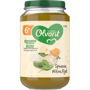 Olvarit Spinazie Witvis Rijst 6+ Maanden 200 g