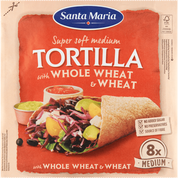 Santa Maria Super Soft Medium Tortilla with Whole Wheat & Wheat 8 Stuks 320 g