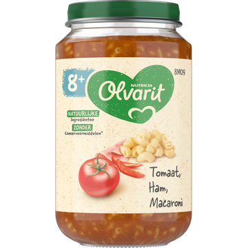 Olvarit Tomaat Ham Macaroni 8+ Maanden 200 g