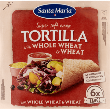 Santa Maria Tortilla with Whole Wheat & Wheat Large 6 Stuks 371 g