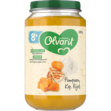 Olvarit Pompoen Kip Rijst 8+ Maanden 200 g