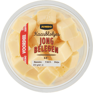 Jumbo Kaasblokjes Jong Belegen 48+ Voordeelverpakking 200 g