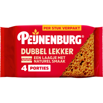 Peijnenburg ontbijtkoek dubbel lekker 4-pack per stuk verpakt