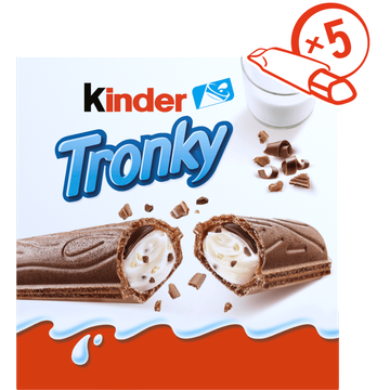 Kinder Tronky Krokante Cacaowafel met Romige Melk en Biscuitstukjes 5 Stuks 90 g