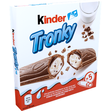 Kinder Tronky Krokante Cacaowafel met Romige Melk en Biscuitstukjes 5 Stuks 90 g