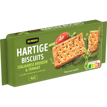 Jumbo Hartige Biscuits Italiaanse Kruiden & Tomaat 4 x 3 Stuks