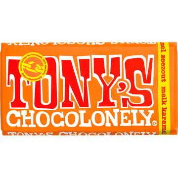 Tony's Chocolonely Zeezout Melk Karamel Chocolade Reep 180 g