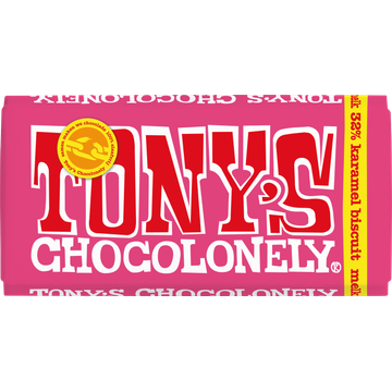 Tony's Chocolonely Melk Karamel Biscuit Chocolade Reep 180 g