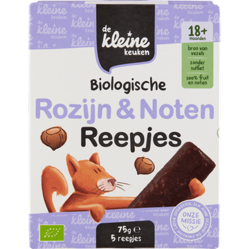 De Kleine Keuken Biologische Rozijn & Noten Reepjes 18+ Maanden 5 Stuks 75 g