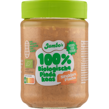 Jumbo's 100% Biologische Pindakaas met Stukjes Pinda 350 g