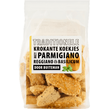 Buiteman Traditionele Krokante Koekjes met Parmigiano Reggiano & Basilicum 100 g